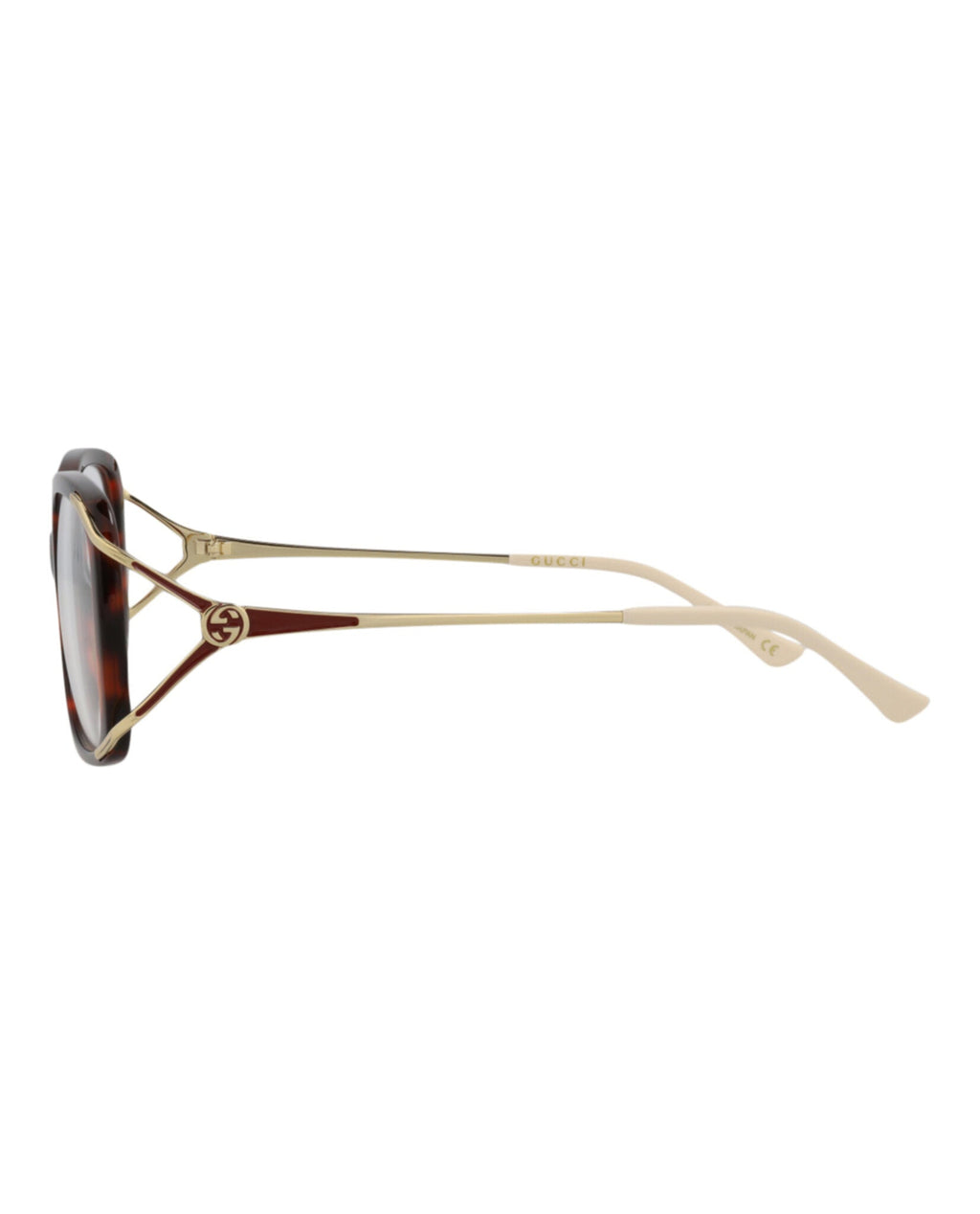 Gucci Womens Square/Rectangle Havana Gold Transparent Fashion Designer Eyewear