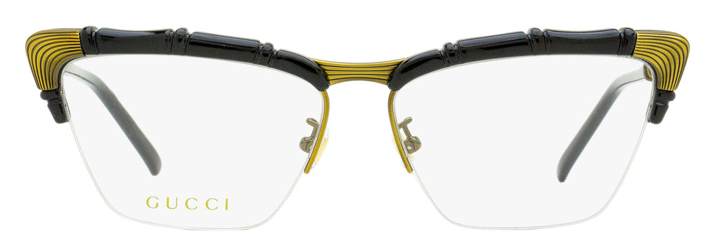 Gucci Bamboo Signature Eyeglasses GG0660O 001 Black/Antique Gold 58mm