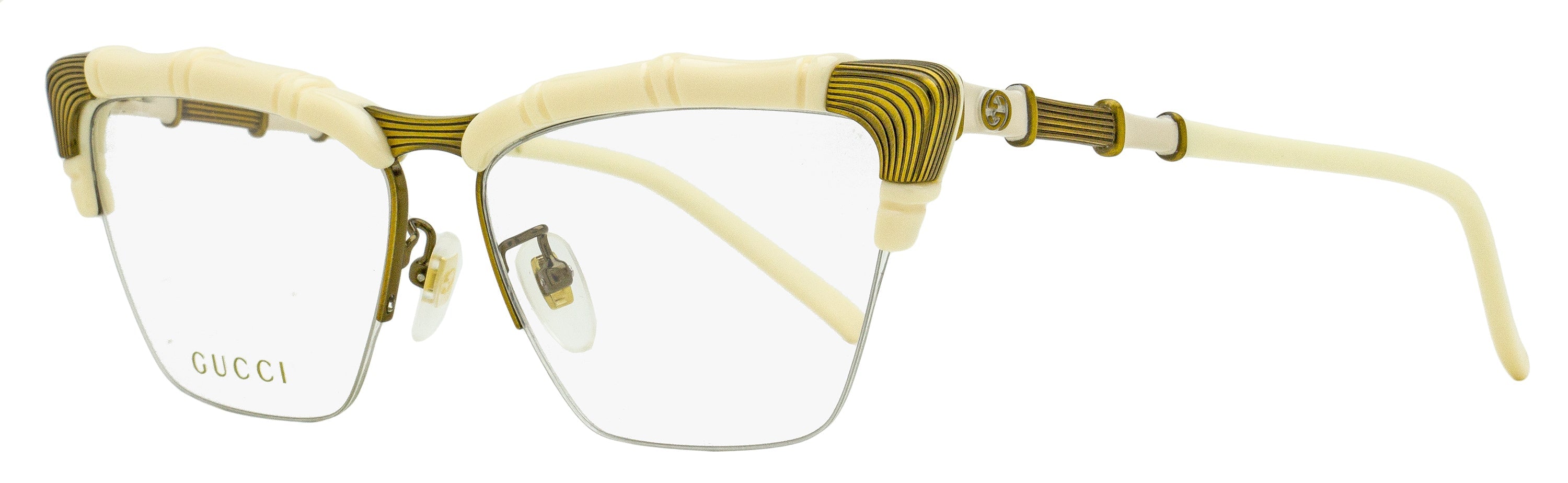 Gucci Bamboo Signature Eyeglasses GG0660O 002 Ivory/Antique Gold 58mm Ivory Antique Gold