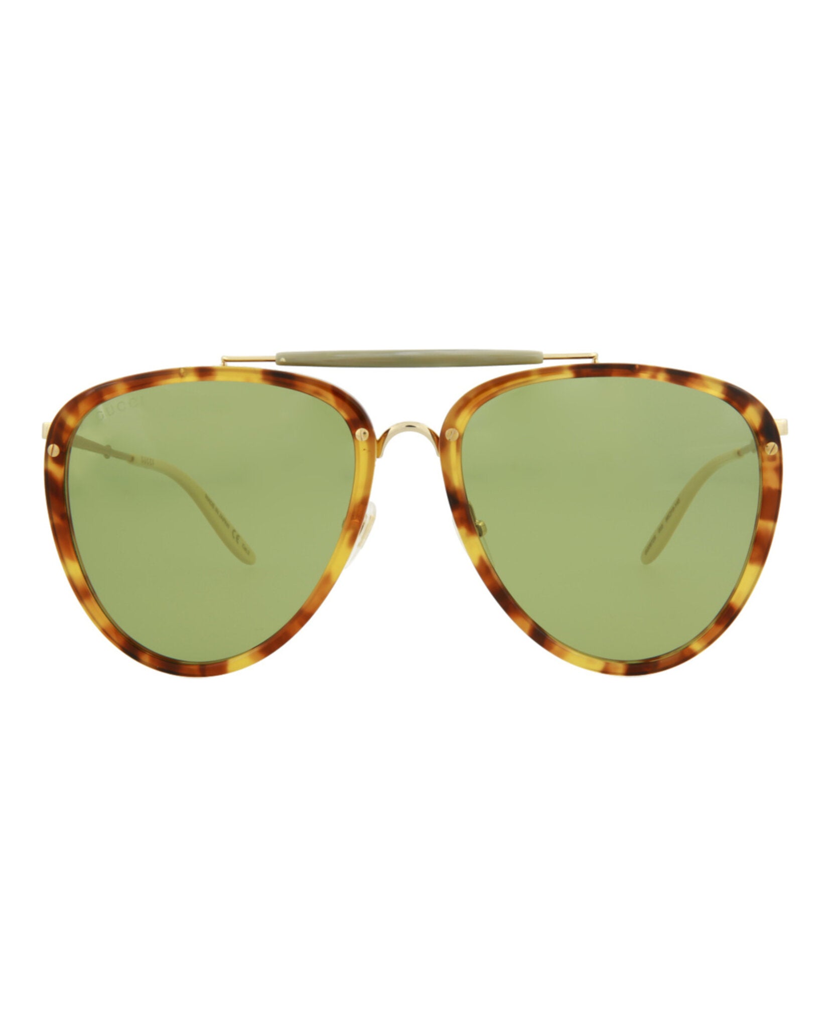 Gucci Mens Aviator Havana Gold Green Fashion Designer Eyewear