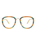 Gucci Mens Square/Rectangle Havana Gold Transparent Fashion Designer Eyewear
