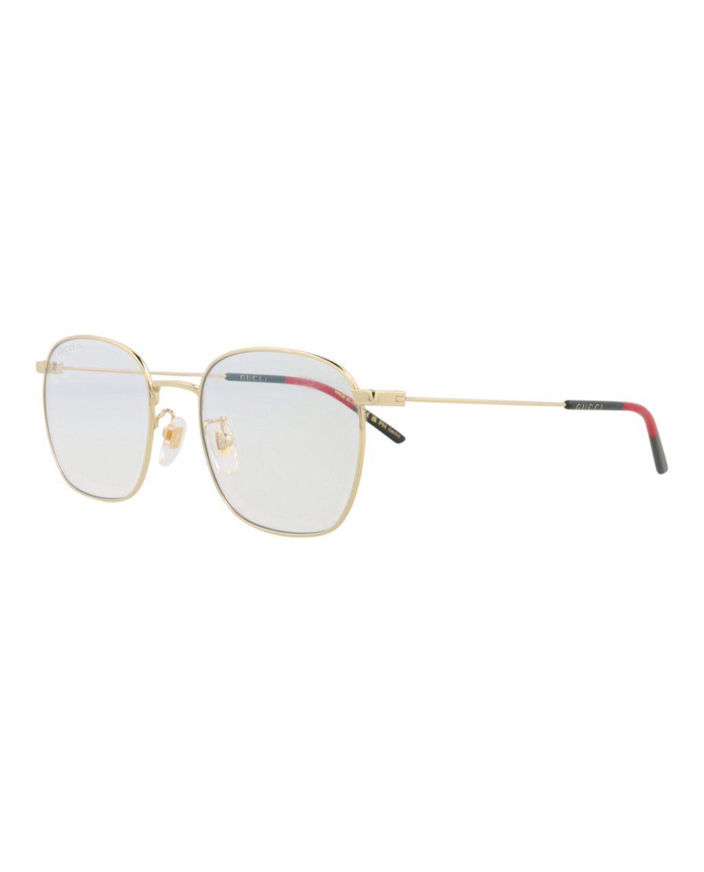 Gucci Mens Square/Rectangle Gold Gold Transparent Fashion Designer Eyewear