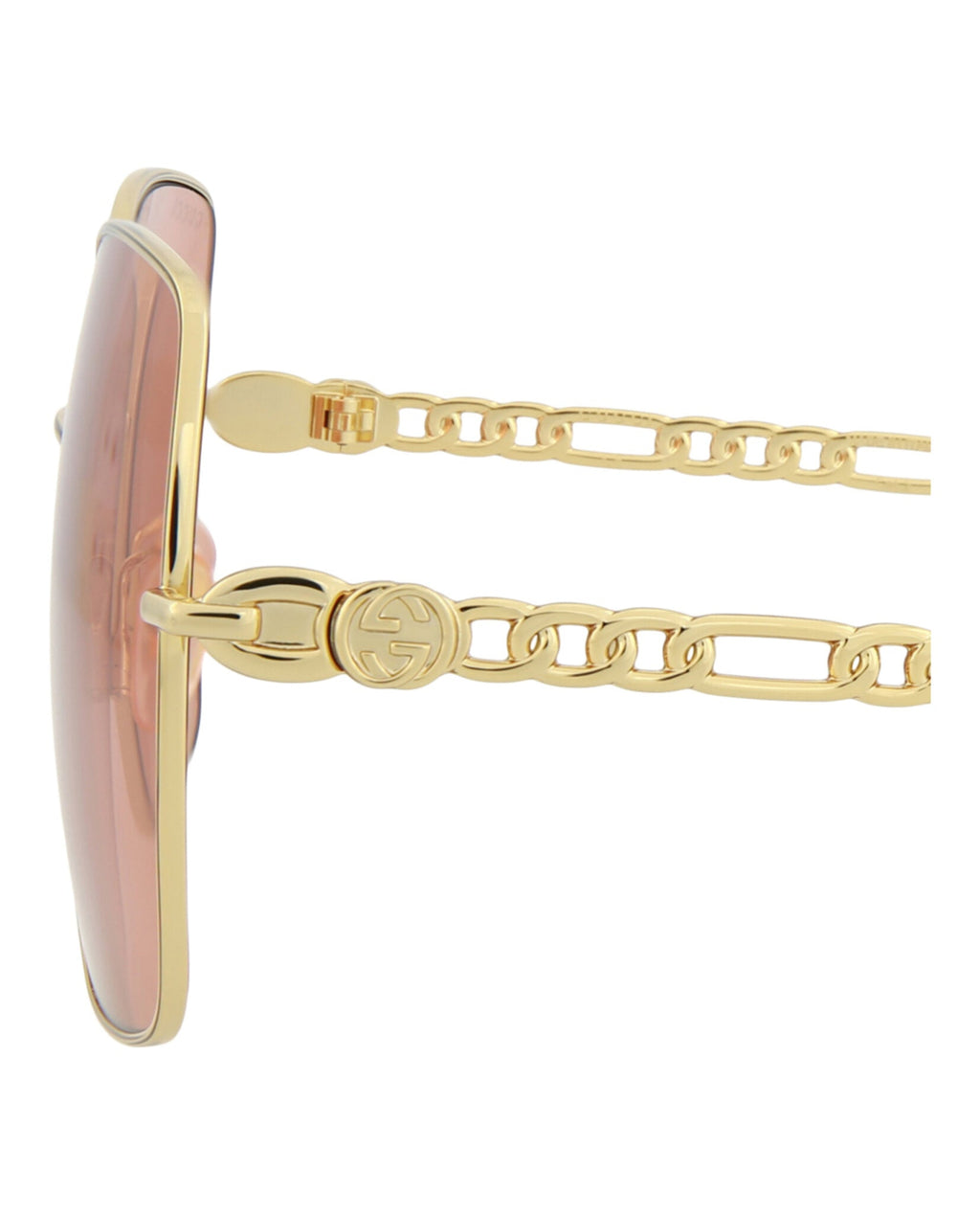 Gucci Womens Square/Rectangle Gold Gold Orange Fashion Designer Eyewear