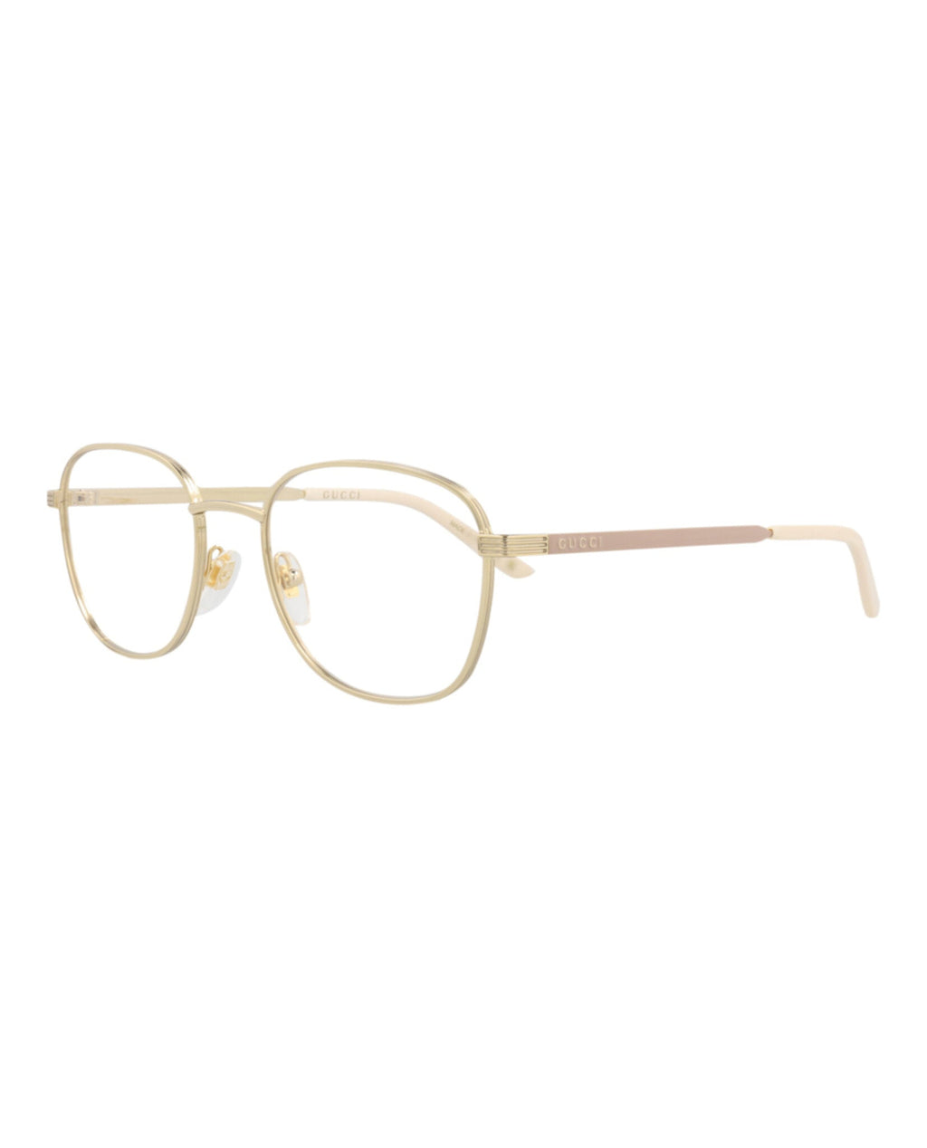 Gucci Womens Square/Rectangle Gold Gold Transparent Fashion Designer Eyewear