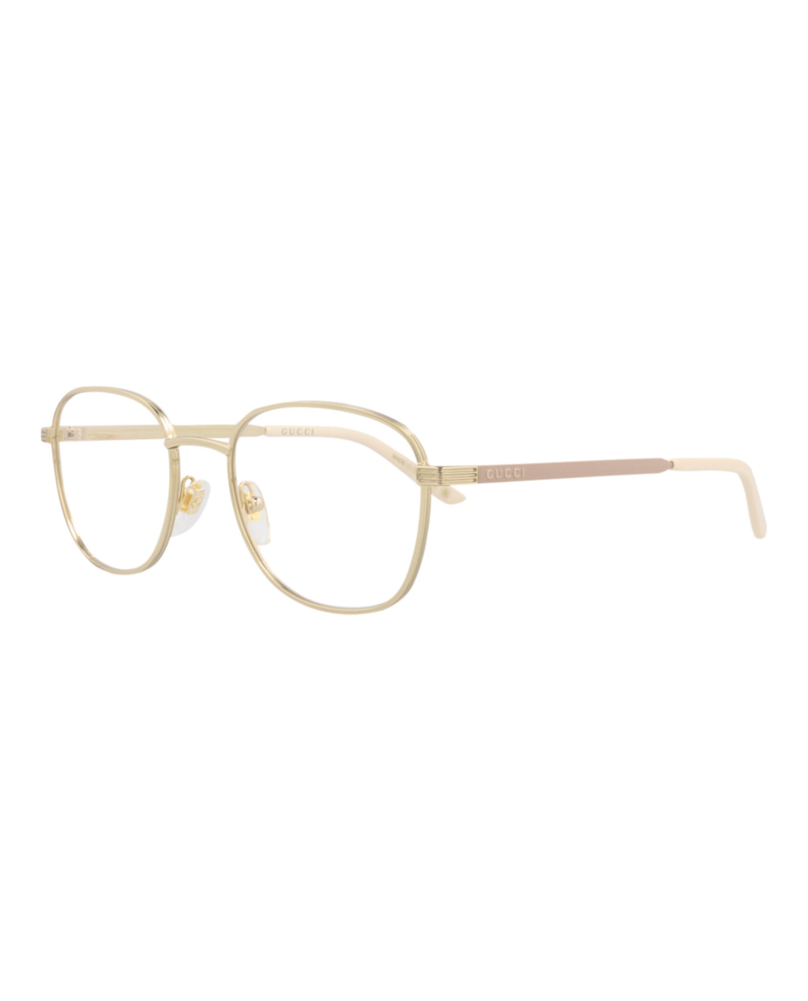 Gucci Womens Square/Rectangle Gold Gold Transparent Fashion Designer Eyewear