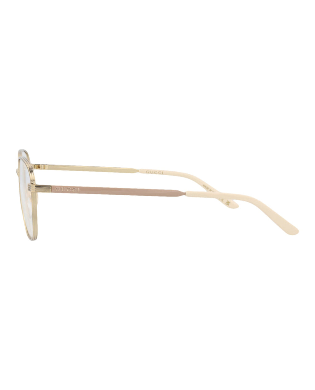 Gucci Womens Square/Rectangle Gold Gold Transparent Fashion Designer Eyewear