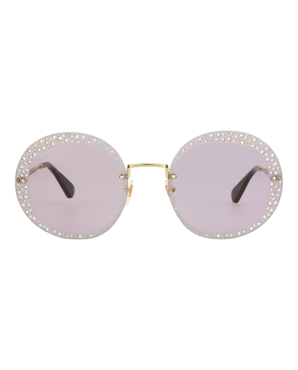 Gucci Womens Round/Oval Gold Gold Violet Fashion Designer Eyewear Gold Gold Violet