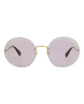 Gucci Womens Round/Oval Gold Gold Violet Fashion Designer Eyewear Gold Gold Violet