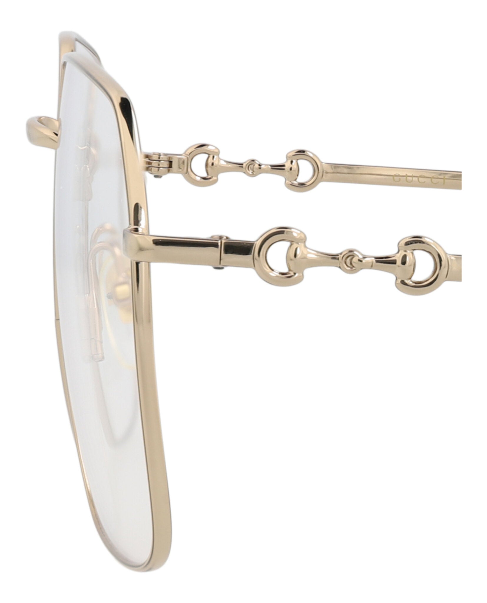 Gucci Unisex Square/Rectangle Gold Gold Transparent Fashion Designer Eyewear