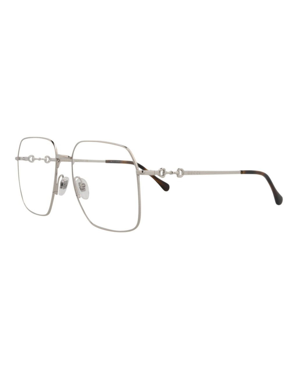 Gucci Unisex Square/Rectangle Silver Silver Transparent Fashion Designer Eyewear
