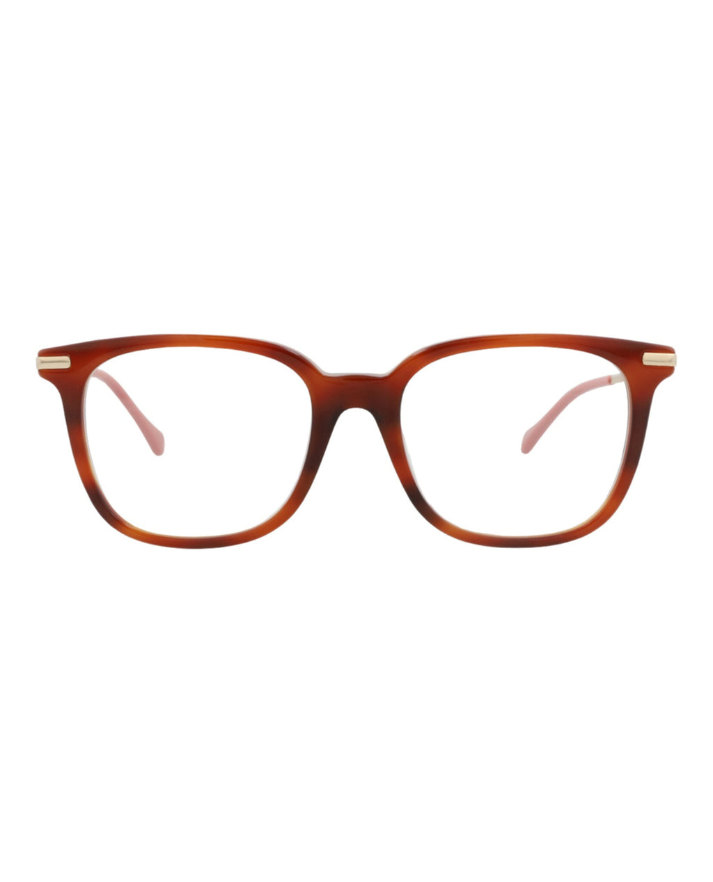 Gucci Womens Square/Rectangle Havana Gold Transparent Fashion Designer Eyewear