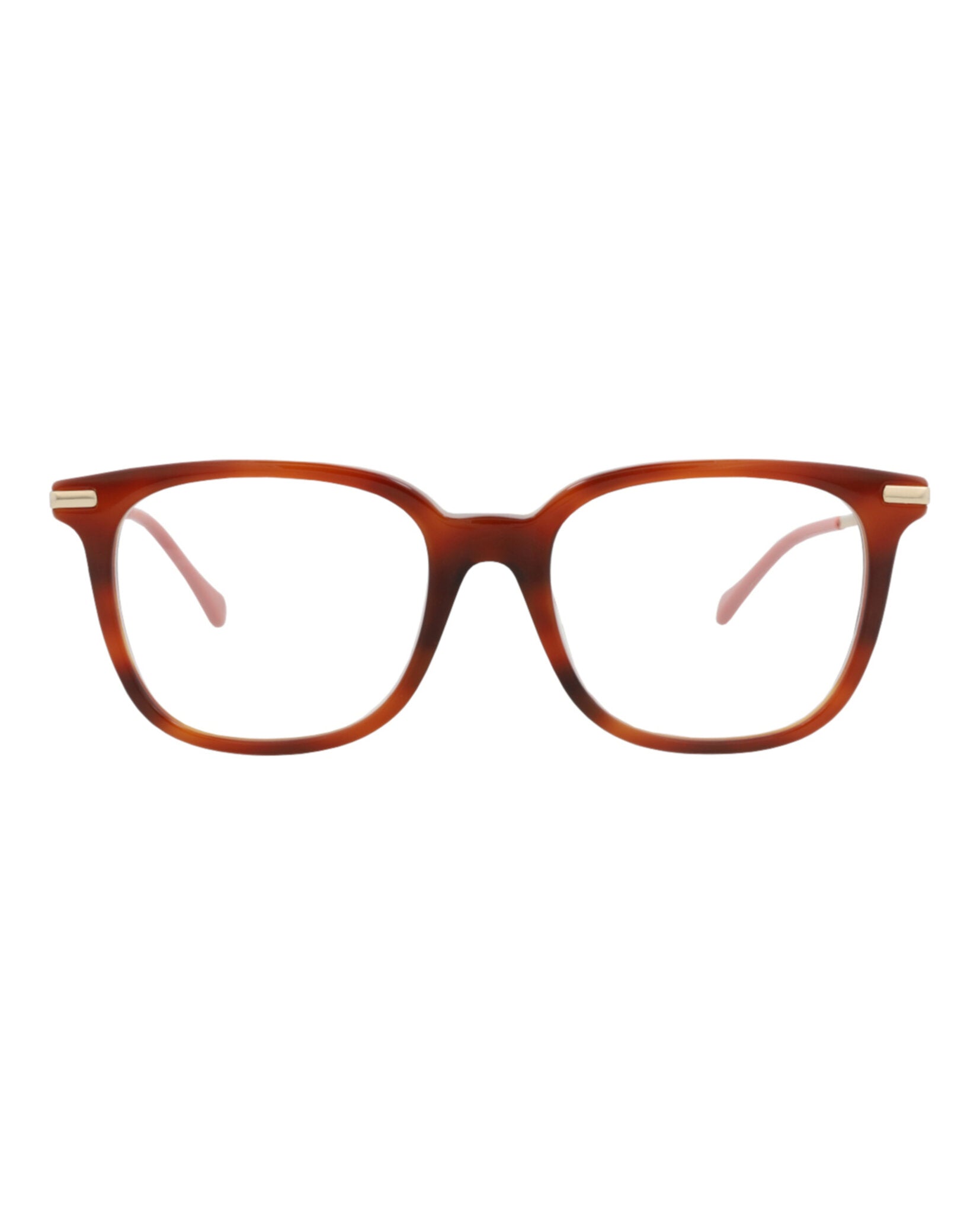 Gucci Womens Square/Rectangle Havana Gold Transparent Fashion Designer Eyewear