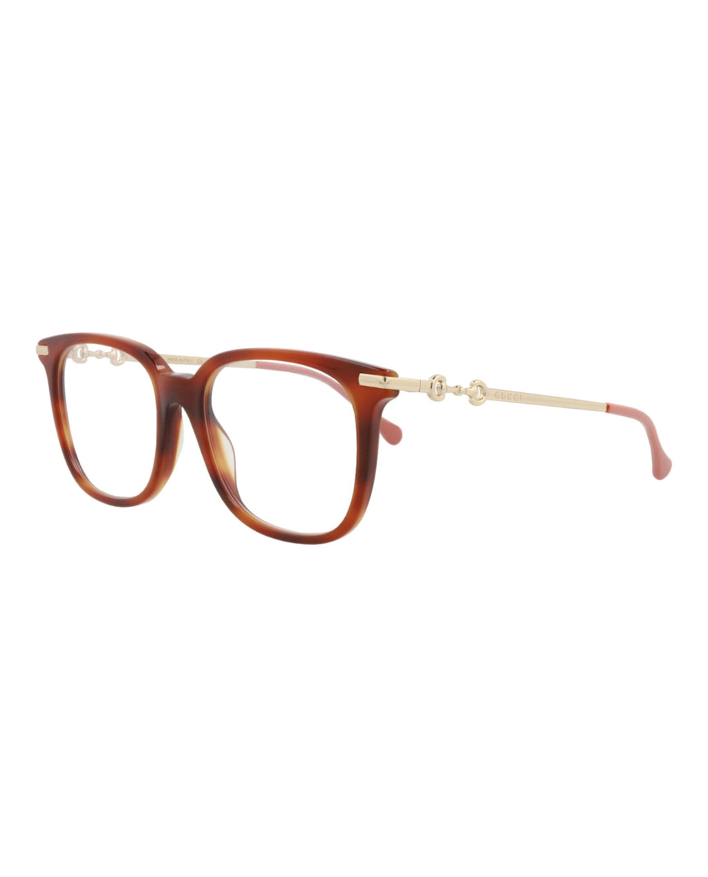 Gucci Womens Square/Rectangle Havana Gold Transparent Fashion Designer Eyewear