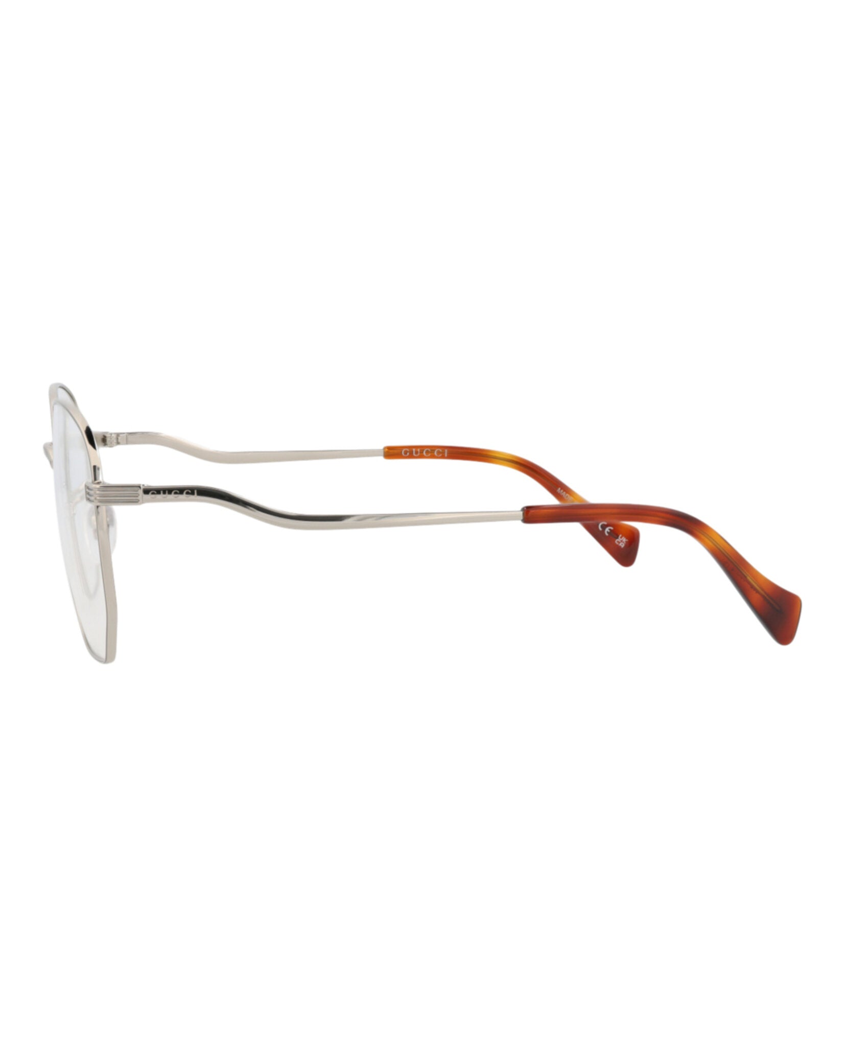 Gucci Womens Square/Rectangle Silver Silver Transparent Fashion Designer Eyewear