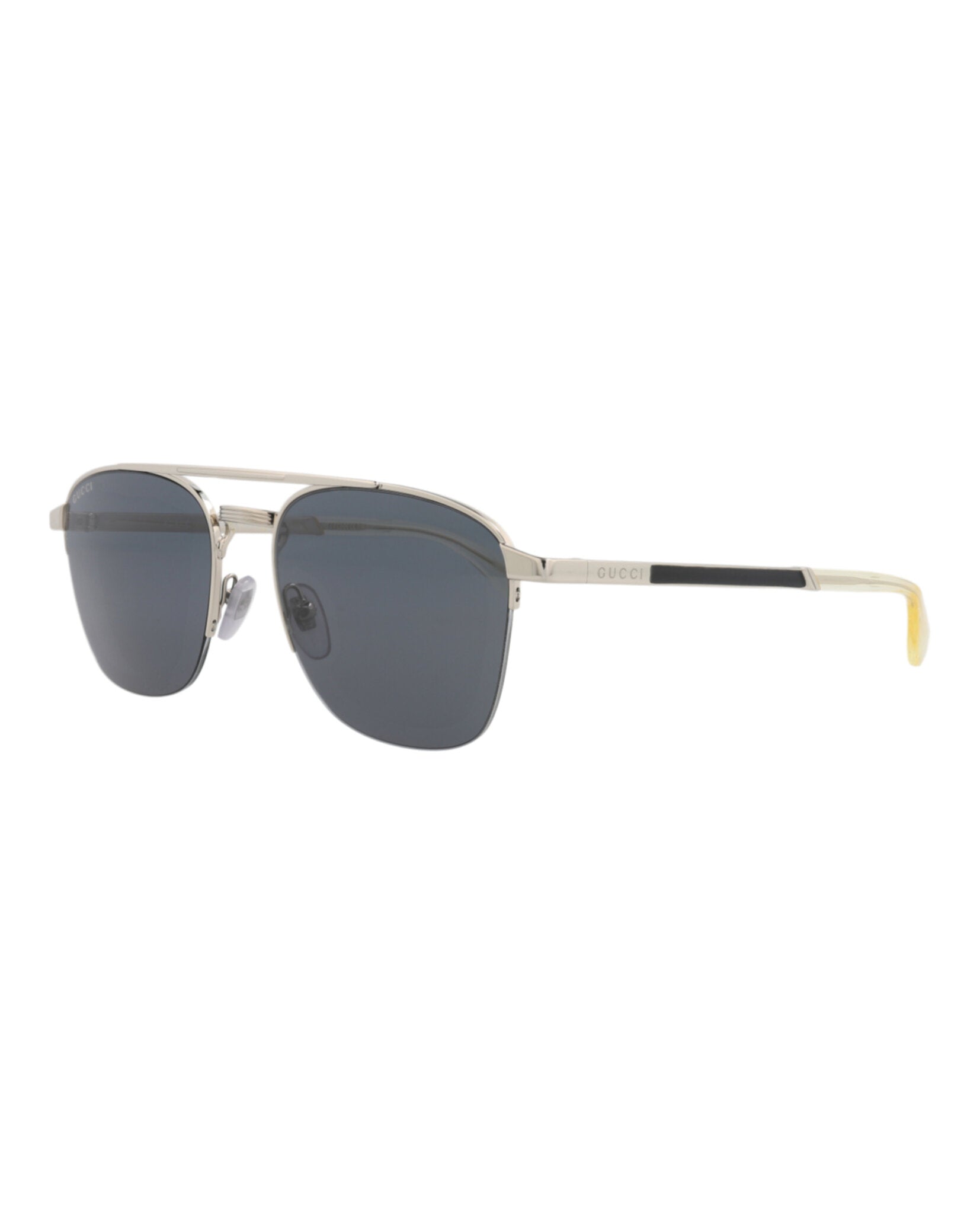 Gucci Mens Aviator Silver Silver Grey Fashion Designer Eyewear