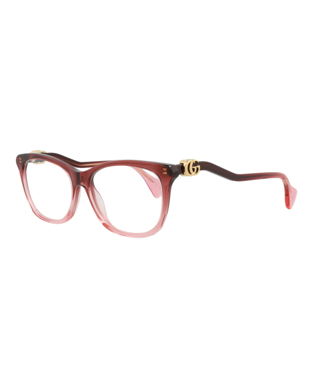 Gucci Womens Square/Rectangle Burgundy Burgundy Transparent Fashion Designer Eyewear