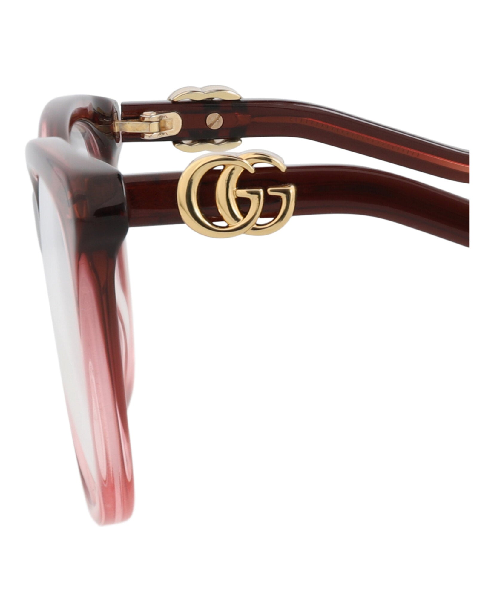 Gucci Womens Square/Rectangle Burgundy Burgundy Transparent Fashion Designer Eyewear