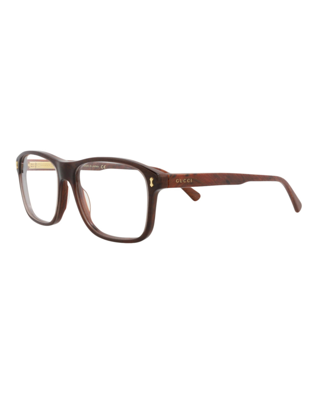 Gucci Mens Square/Rectangle Brown Brown Transparent Fashion Designer Eyewear