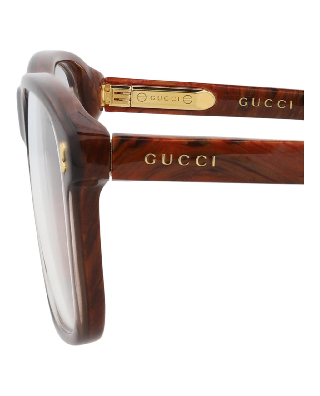Gucci Mens Square/Rectangle Brown Brown Transparent Fashion Designer Eyewear