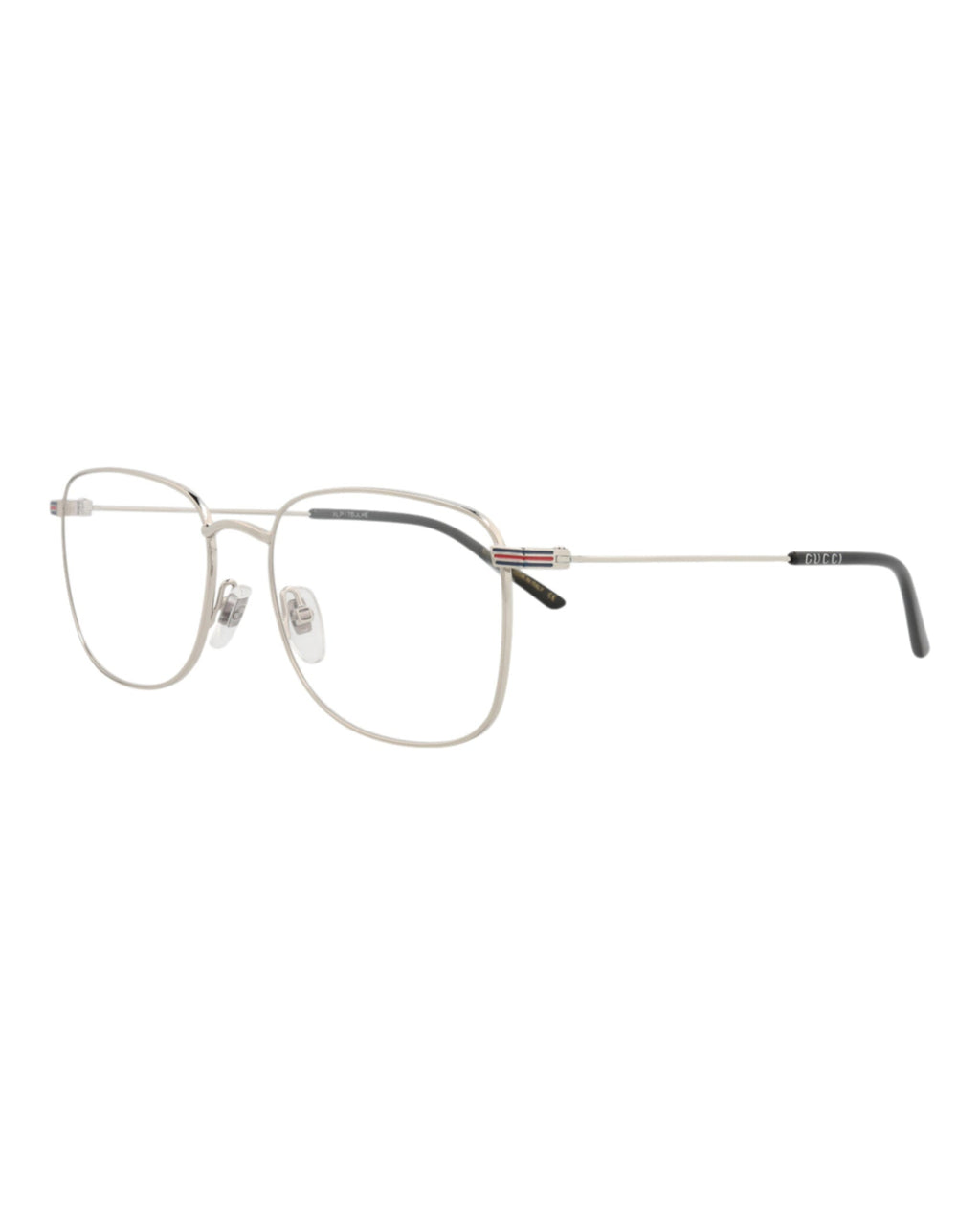 Gucci Mens Square/Rectangle Silver Silver Transparent Fashion Designer Eyewear