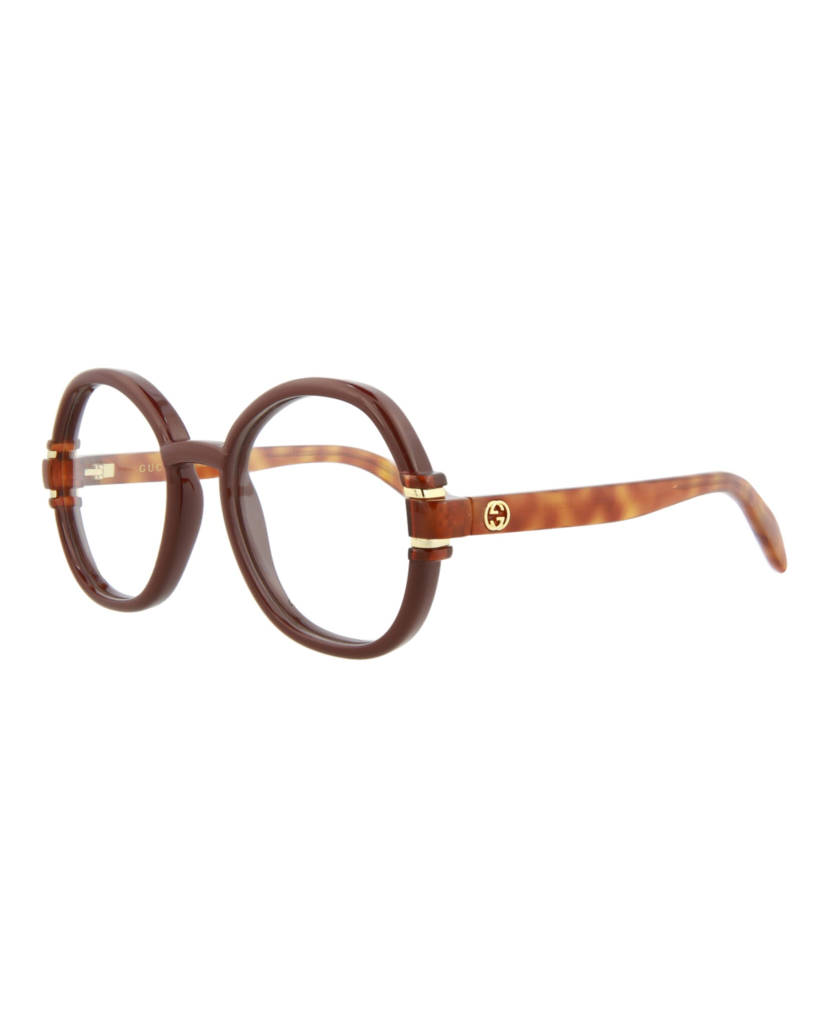 Gucci Womens Round/Oval Brown Havana Transparent Fashion Designer Eyewear