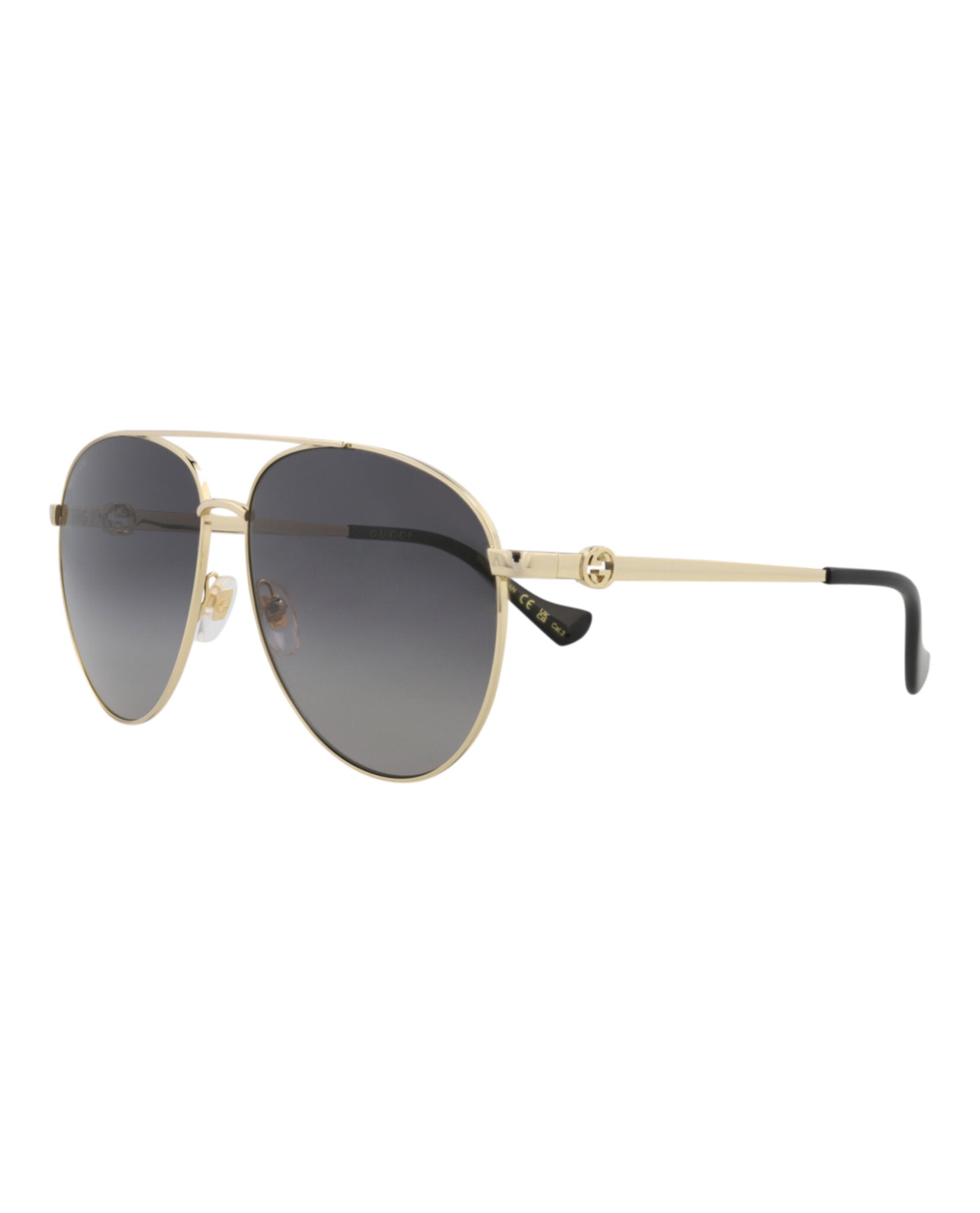 Gucci Womens Aviator Gold Gold Grey Fashion Designer Eyewear