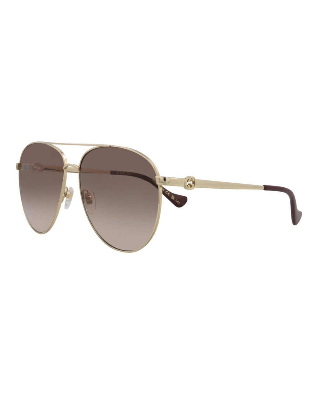Gucci Womens Aviator Gold Gold Brown Fashion Designer Eyewear