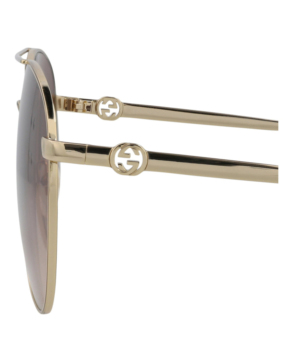 Gucci Womens Aviator Gold Gold Brown Fashion Designer Eyewear