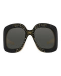 Gucci Womens Shield/Wrap Black Black Grey Fashion Designer Eyewear Black Black Grey