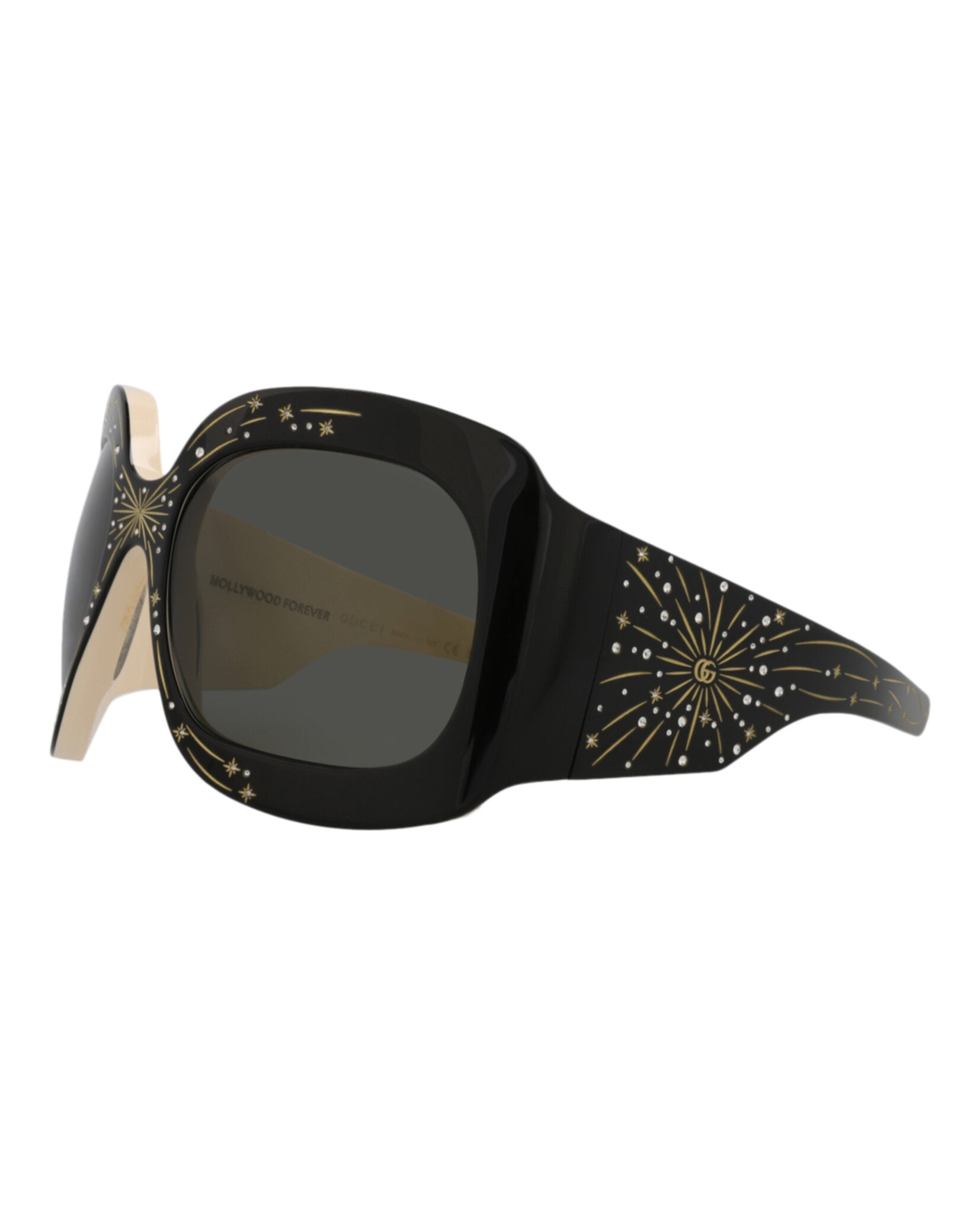 Gucci Womens Shield/Wrap Black Black Grey Fashion Designer Eyewear