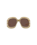 Gucci Womens Shield/Wrap Beige Beige Brown Fashion Designer Eyewear Beige Beige Brown