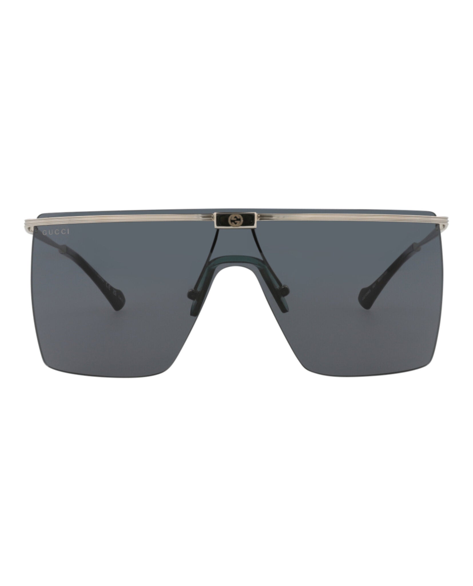 Gucci Mens Shield/Wrap Silver Silver Grey Fashion Designer Eyewear