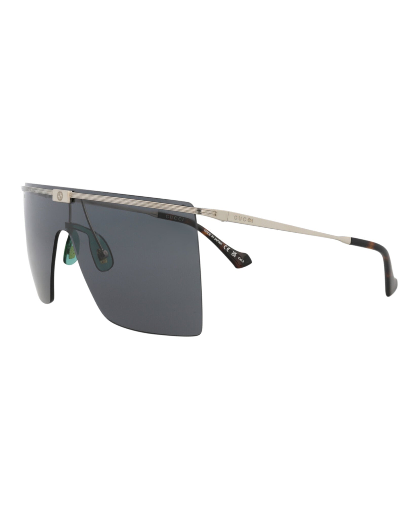Gucci Mens Shield/Wrap Silver Silver Grey Fashion Designer Eyewear