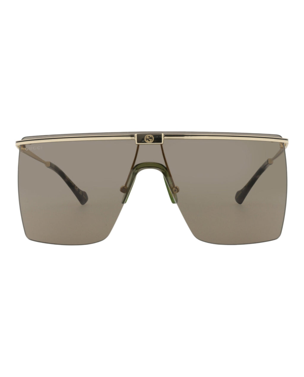 Gucci Mens Shield/Wrap Gold Gold Brown Fashion Designer Eyewear