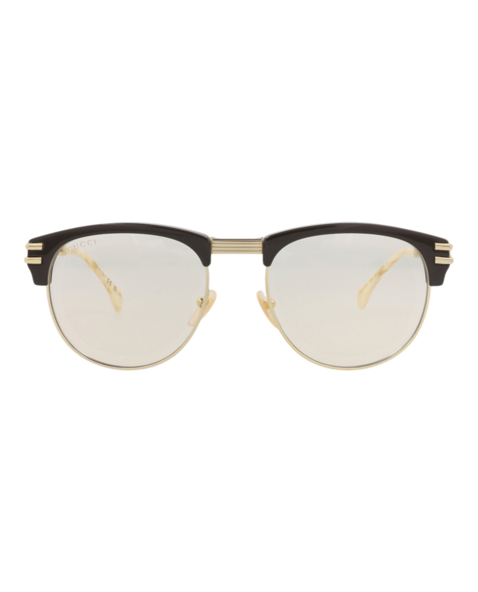 Gucci Mens Square/Rectangle Brown Gold Yellow Fashion Designer Eyewear
