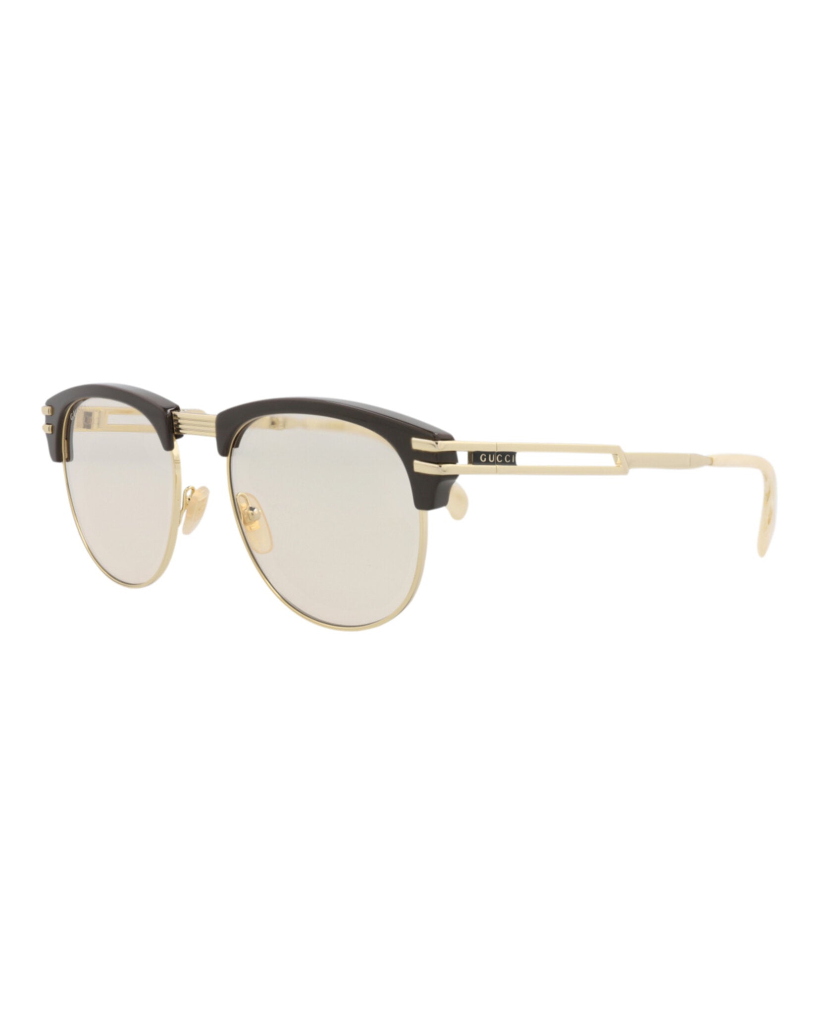 Gucci Mens Square/Rectangle Brown Gold Yellow Fashion Designer Eyewear