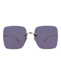 Gucci Womens Square/Rectangle Gold Gold Blue Fashion Designer Eyewear