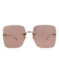 Gucci Womens Square/Rectangle Gold Gold Red Fashion Designer Eyewear