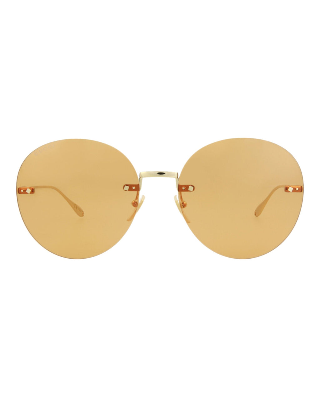 Gucci Womens Round/Oval Gold Gold Orange Fashion Designer Eyewear Gold Gold Orange