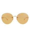 Gucci Womens Round/Oval Gold Gold Orange Fashion Designer Eyewear Gold Gold Orange