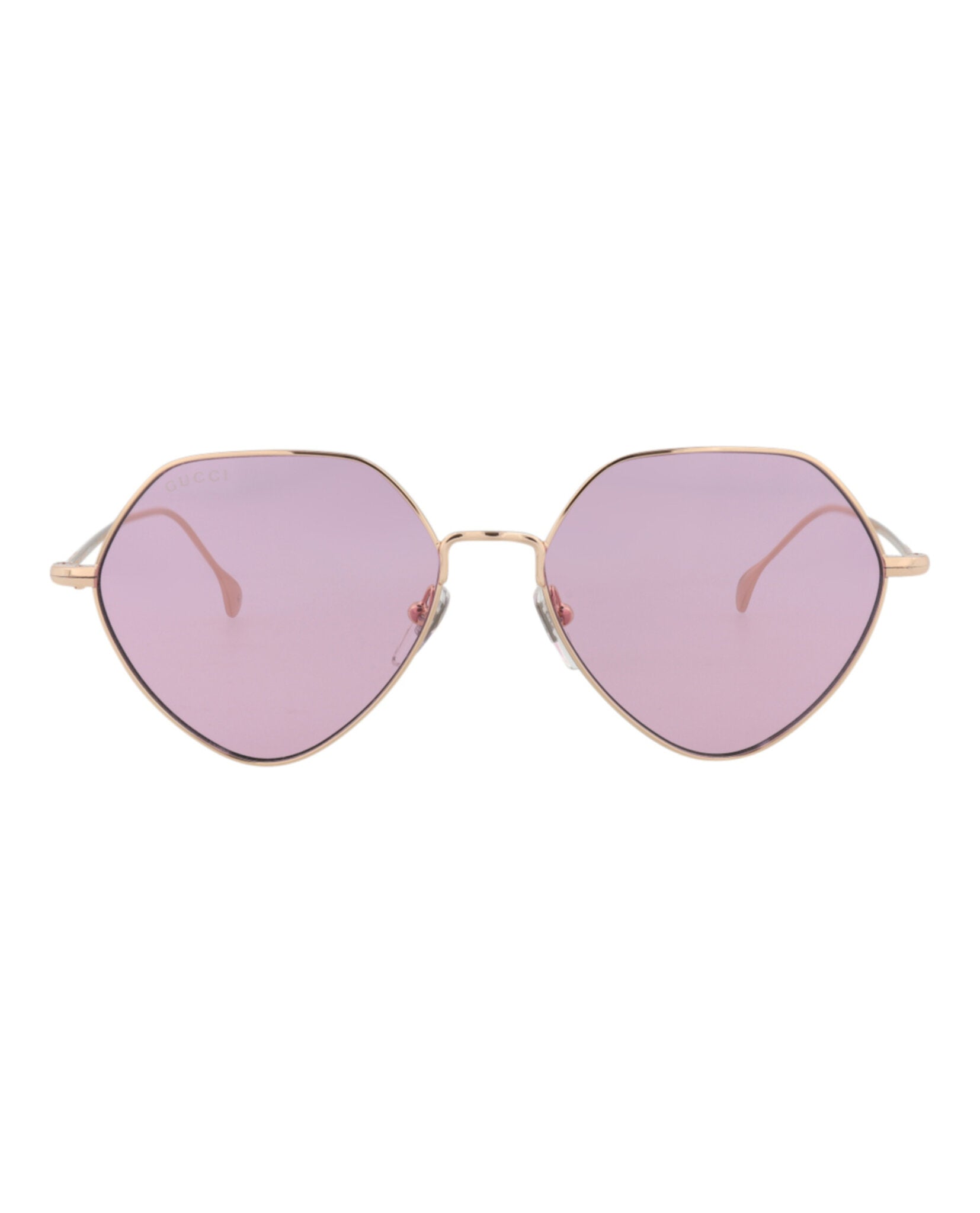Gucci Womens Square/Rectangle Gold Gold Pink Fashion Designer Eyewear
