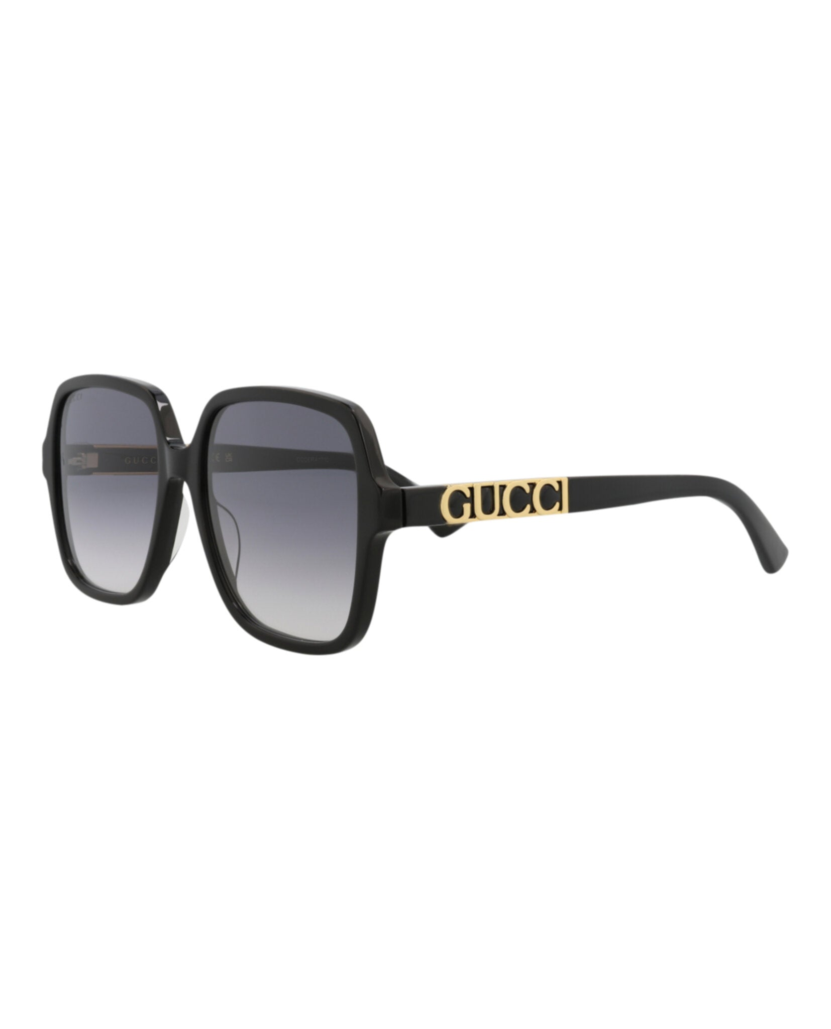 Gucci Womens Square/Rectangle Black Black Grey Fashion Designer Eyewear