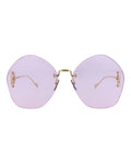 Gucci Womens Round/Oval Gold Gold Violet Fashion Designer Eyewear