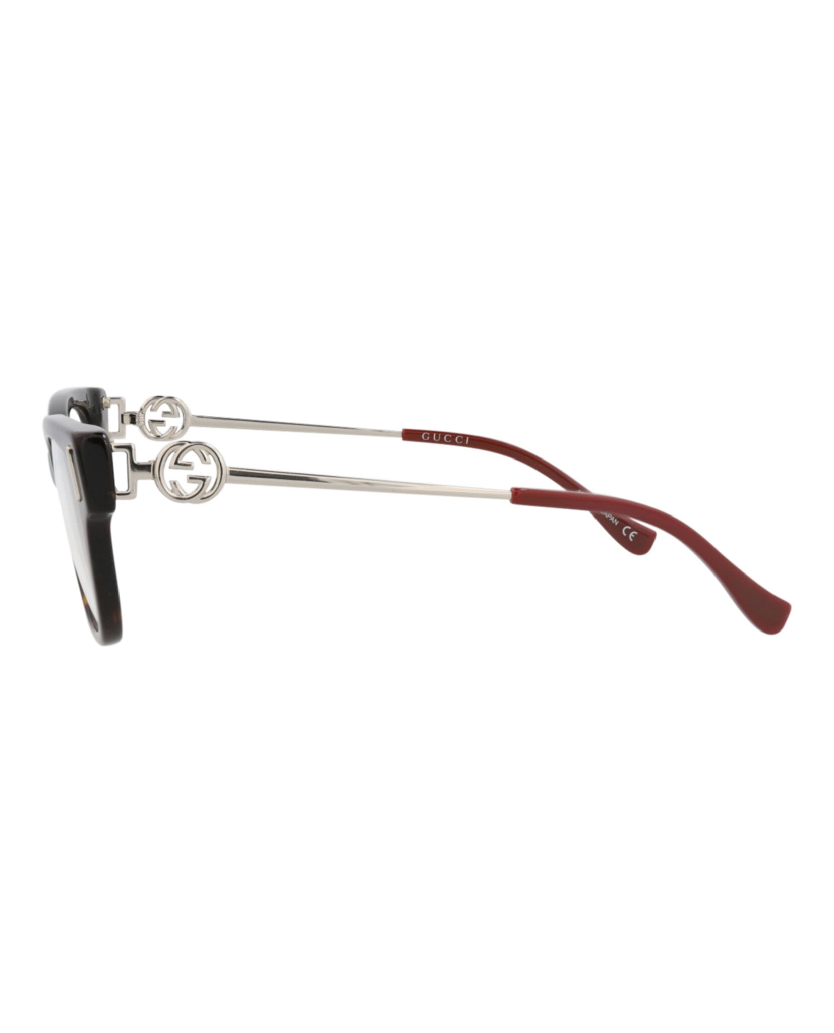 Gucci Womens Square/Rectangle Havana Silver Transparent Fashion Designer Eyewear