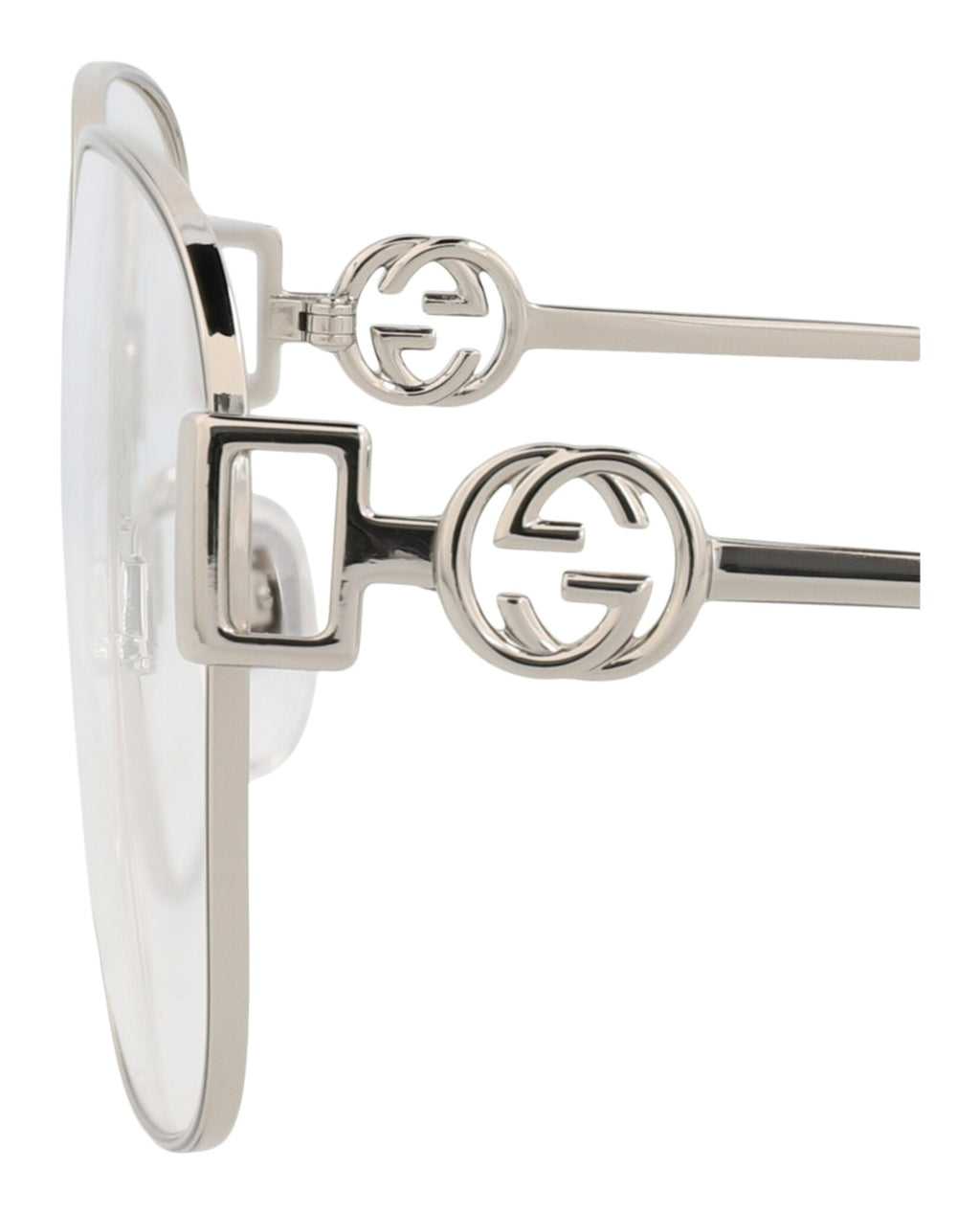 Gucci Unisex Square/Rectangle Silver Silver Transparent Fashion Designer Eyewear