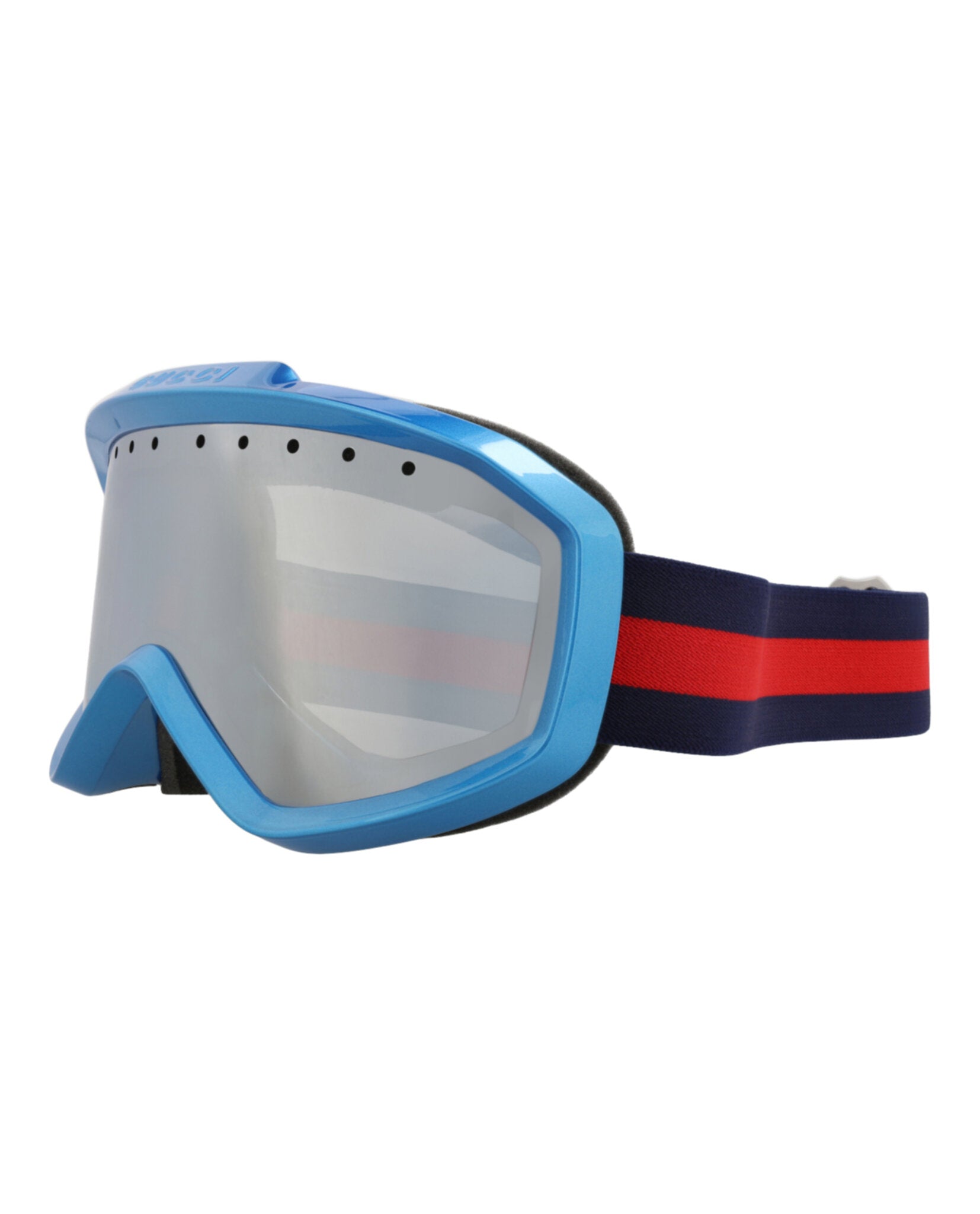 Gucci Unisex Shield/Wrap Blue Blue Silver Fashion Designer Eyewear