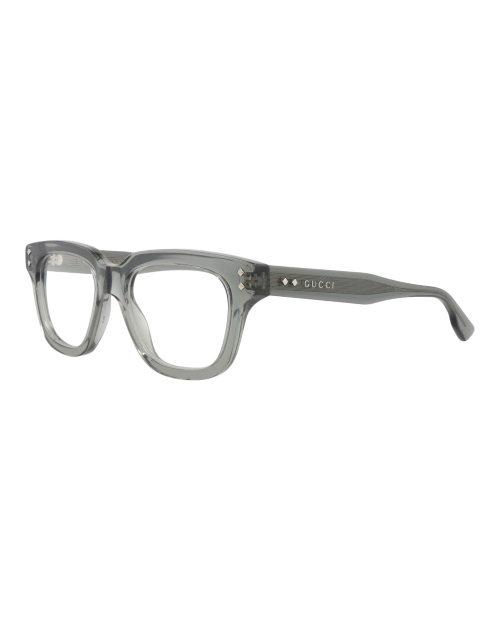 Gucci Mens Square/Rectangle Grey Grey Transparent Fashion Designer Eyewear