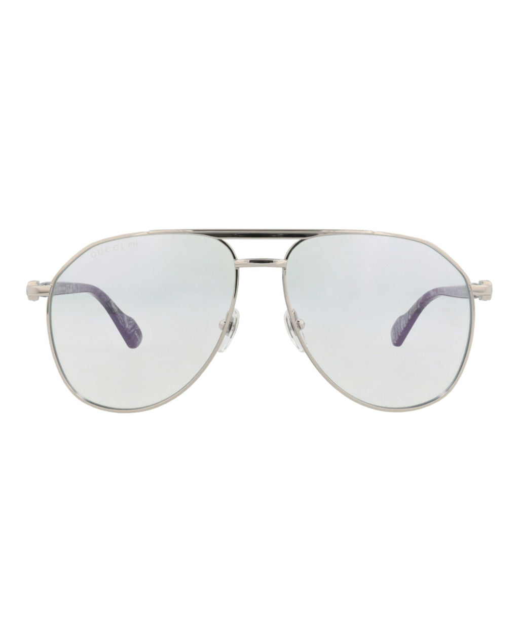 Gucci Mens Aviator Silver Silver Transparent Fashion Designer Eyewear