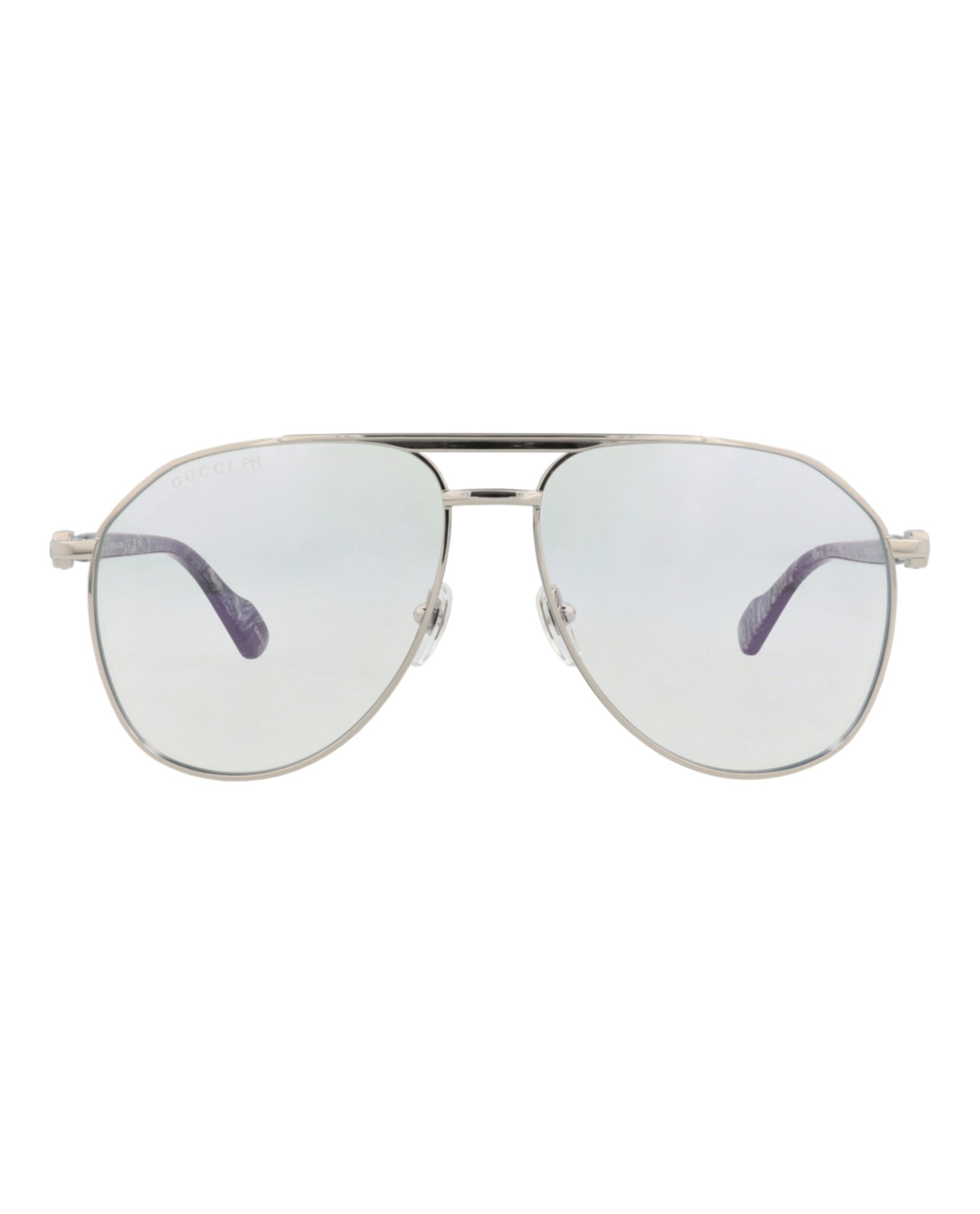 Gucci Mens Aviator Silver Silver Transparent Fashion Designer Eyewear
