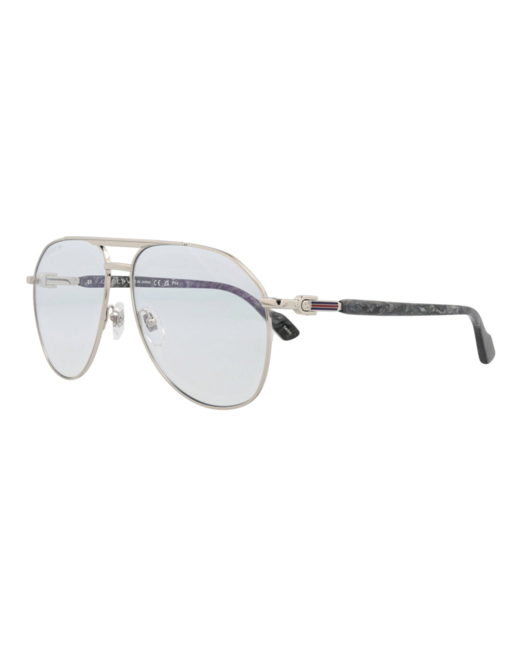 Gucci Mens Aviator Silver Silver Transparent Fashion Designer Eyewear